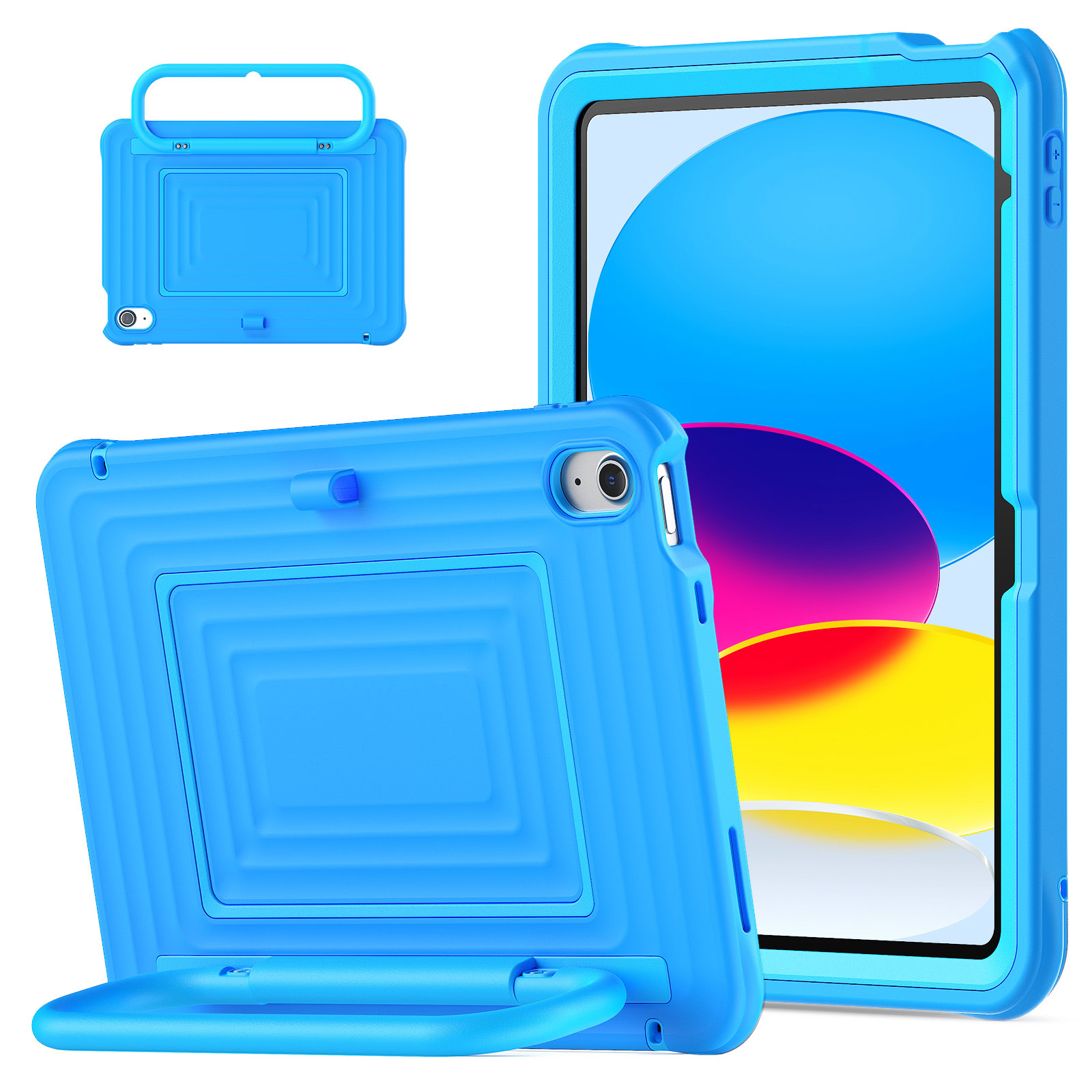 Solidenz WaveCase kinderhoes voor iPad 10 10.9 inch (2022) en iPad 11 (2025, A16) met screenprotector en pencilhouder - Blauw