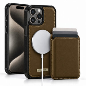 Solidenz MagSafe Wallet Backcover voor iPhone 15 Pro - Bruin