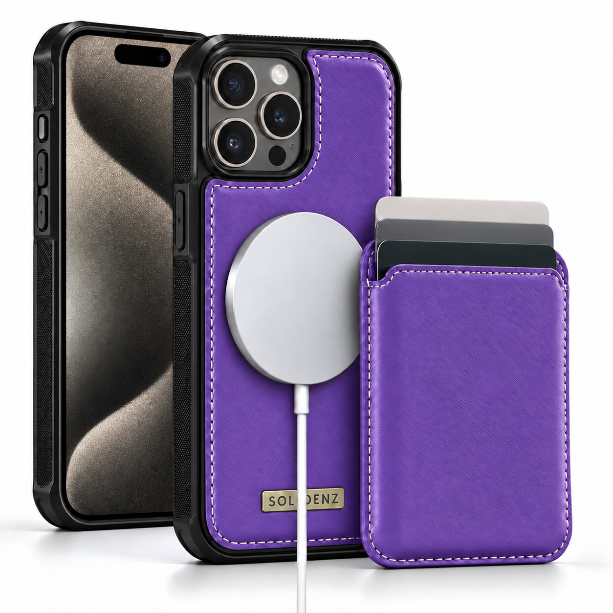 Solidenz MagSafe Wallet Backcover voor iPhone 15 Pro - Paars