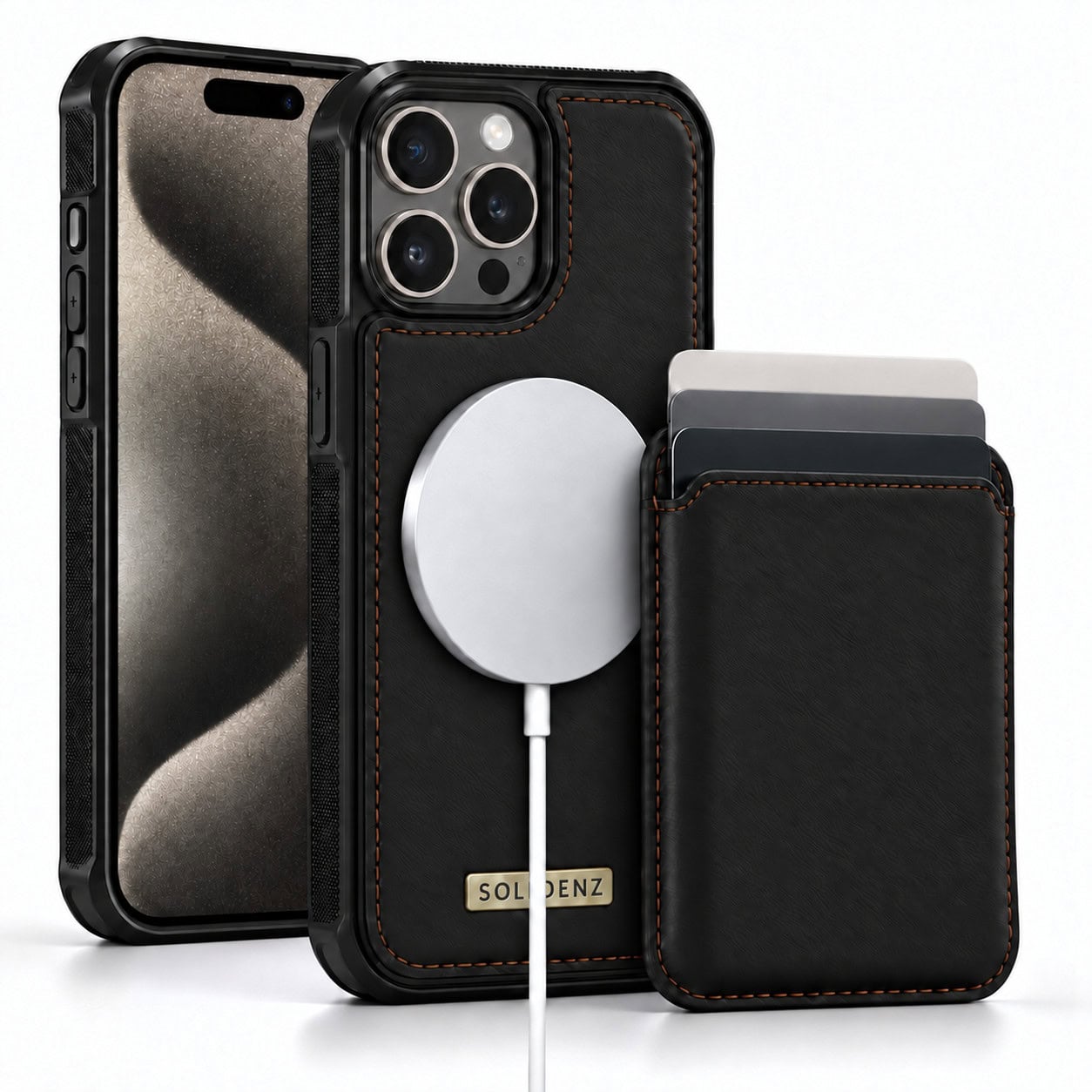 Solidenz MagSafe Wallet Backcover voor iPhone 15 Pro Max - Zwart