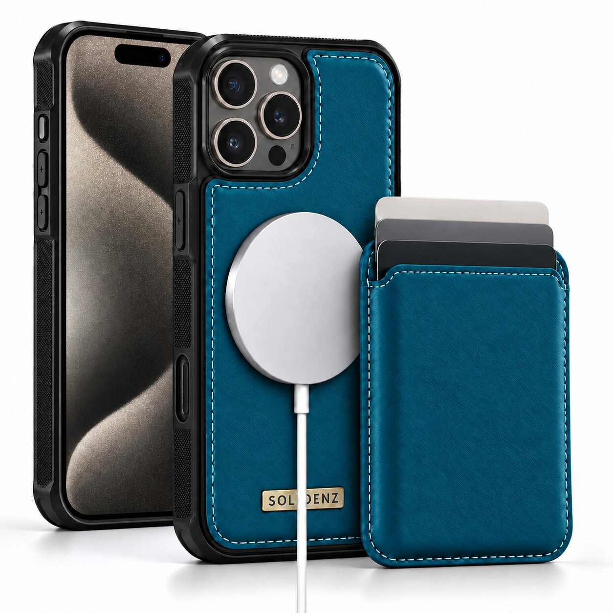 Solidenz MagSafe Wallet Backcover voor iPhone 16 Pro - Blauw
