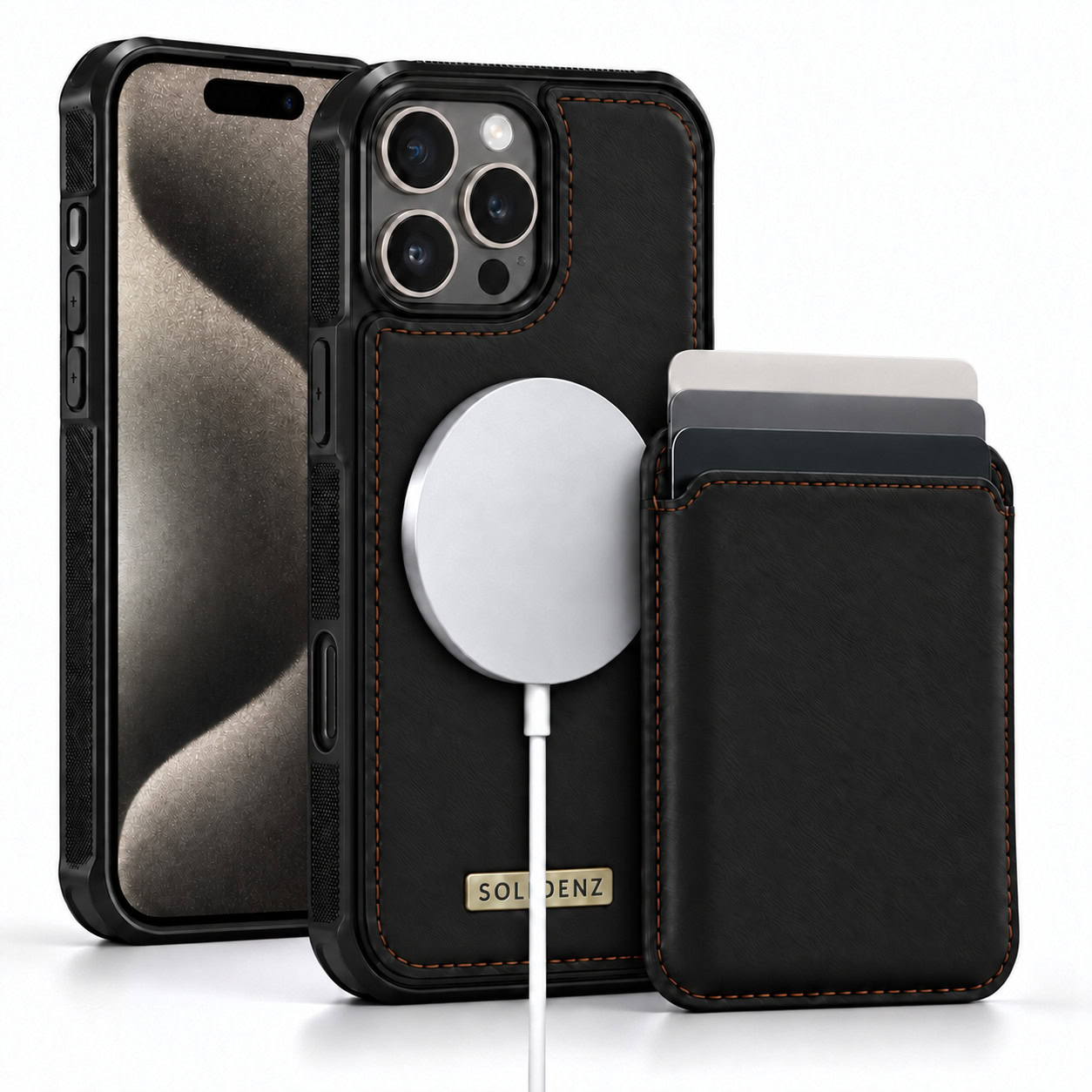 Solidenz MagSafe Wallet Backcover voor iPhone 16 Pro Max - Zwart