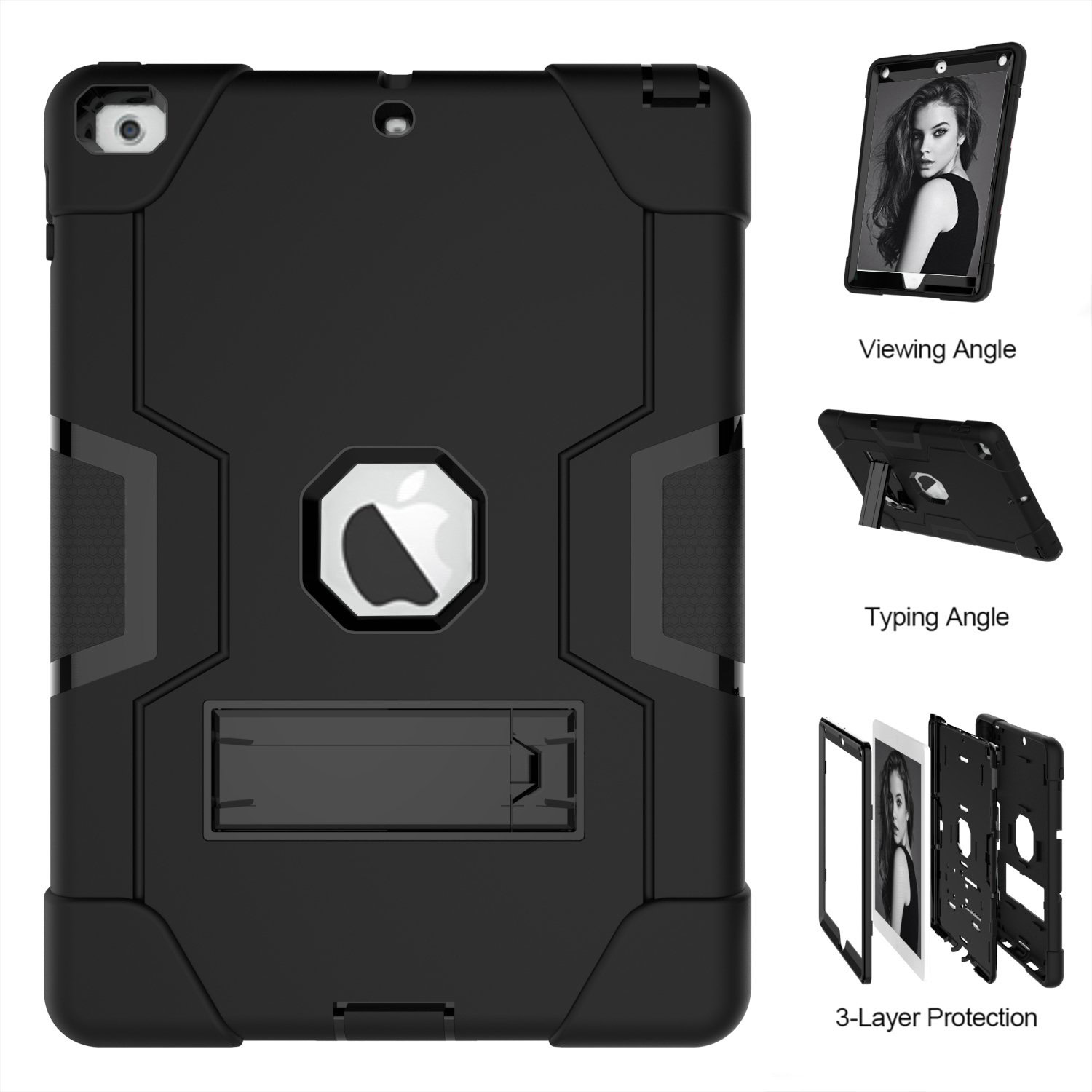 Shockproof Standcase Hoes iPad 2018 - iPad 2017 - 9.7 inch - Zwart Main Image