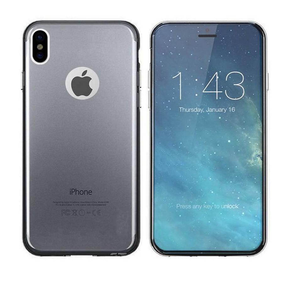Silliconen Backcover iPhone XS : X - Zwart:Transparant-1