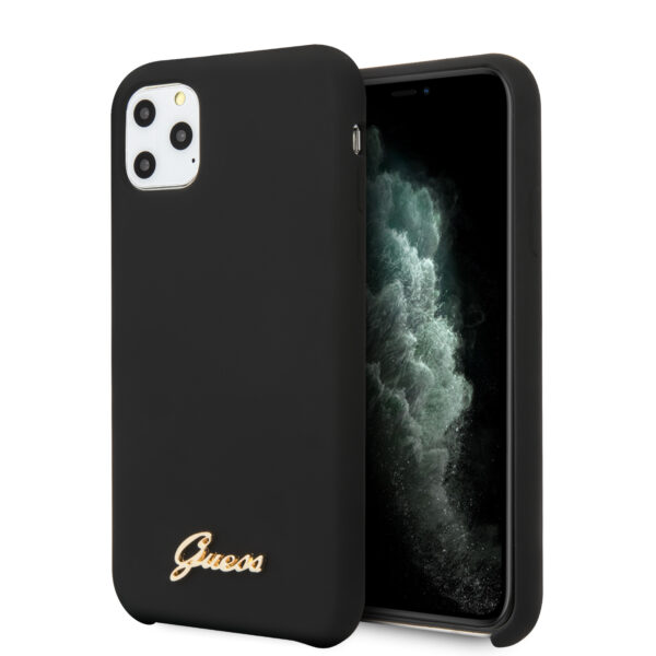 GUESS Vintage Siliconen Backcover iPhone 11 Pro Max – Zwart